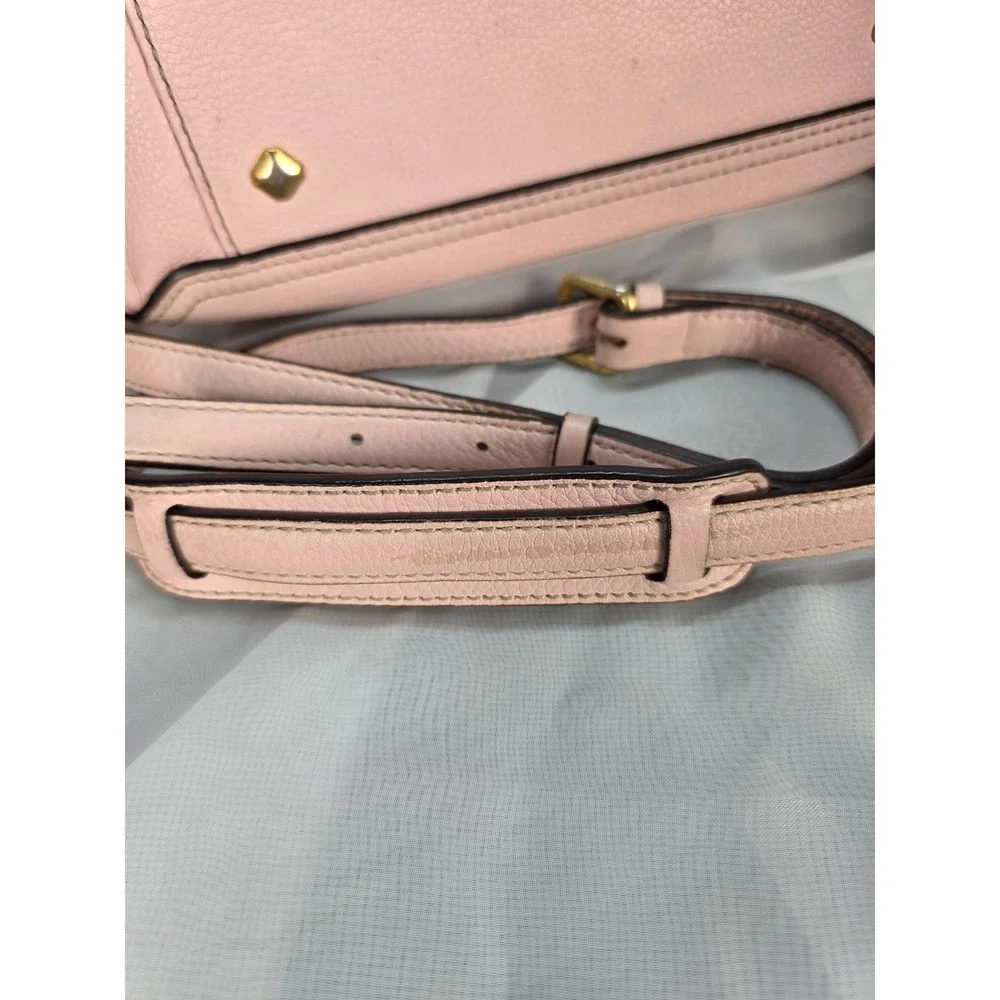 MCM Pink Pebbled Leather Boston Satchel Bag w/ Crossbody Strap‎